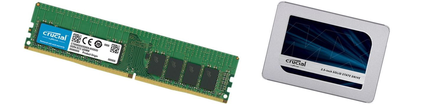 Crucial memory and solid state drive.
