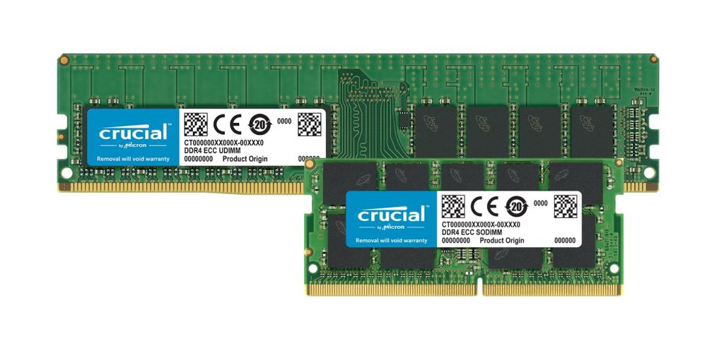 Crucial DDR4 ECC memory modules.