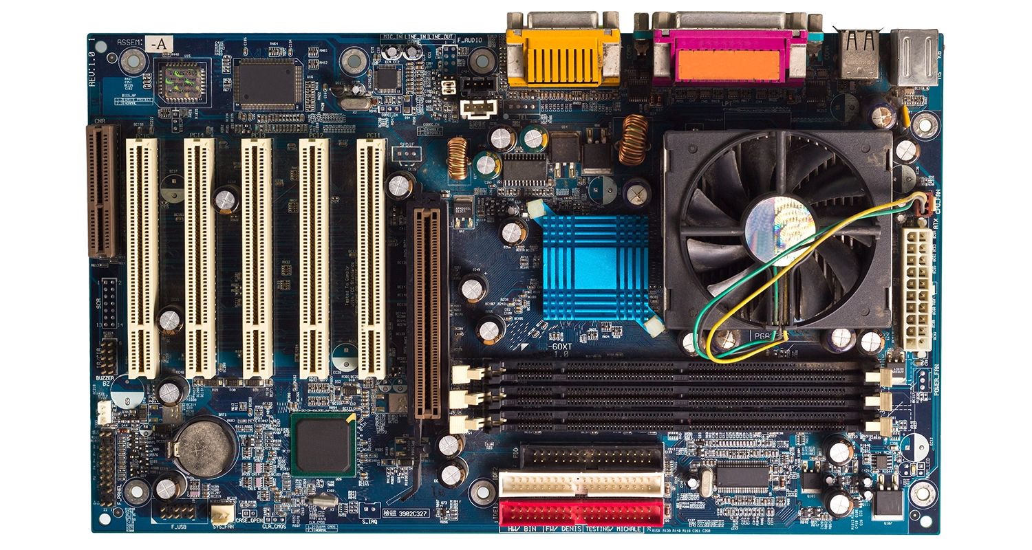 A computer motherboard.