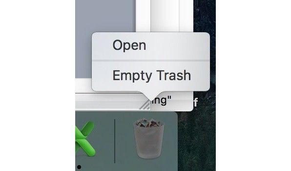 Screenshot of the Empty Trash option on a Mac