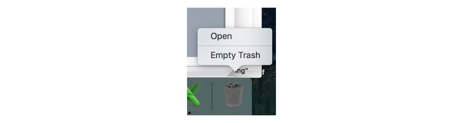 Empty trash pop-up window on an Apple Mac computer