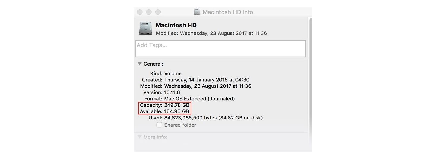 Macintosh HD information window