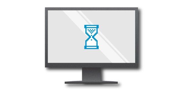 Graphic of a computer screen displaying a blue egg timer