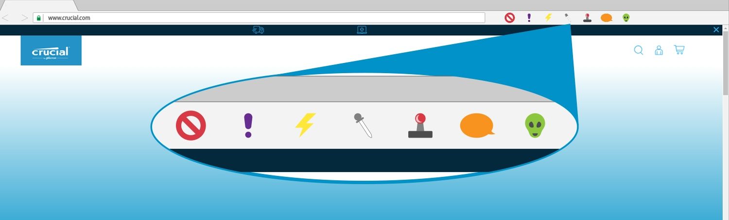An illustration of browser extensions in a browser window
