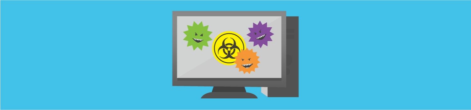 Computer viruses attack a desktop computer.