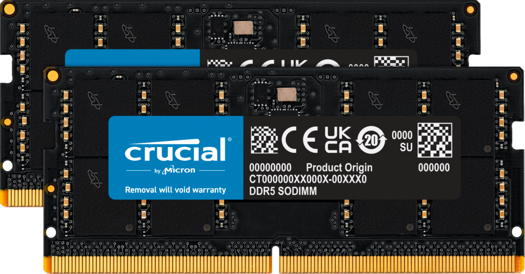 Crucial 64GB Kit (2 x 32GB) DDR5-4800 SODIMM | CT2K32G48C40S5