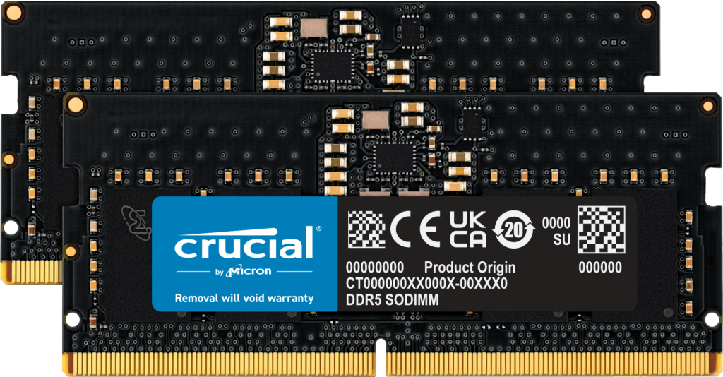 Crucial 16GB Kit (2 x 8GB) DDR5-4800 SODIMM | CT2K8G48C40S5