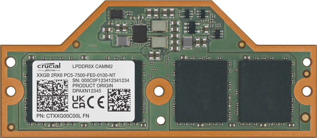 Crucial 32GB LPCAMM2 LPDDR5X- 7500 memory- view 1