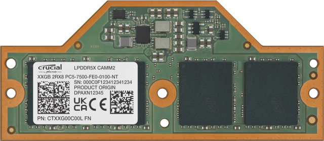 Crucial 32GB LPCAMM2 LPDDR5X- 7500 memory