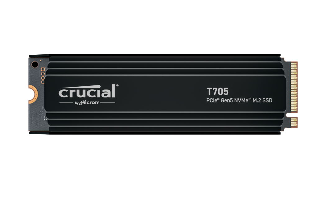 Crucial T705 1TB PCIe Gen5 NVMe M.2 SSD with heatsink- view 1