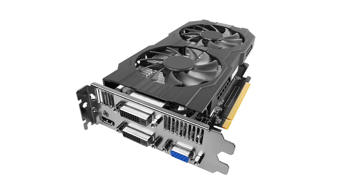 Unidade de processamento gráfico de computador em plano de fundo branco