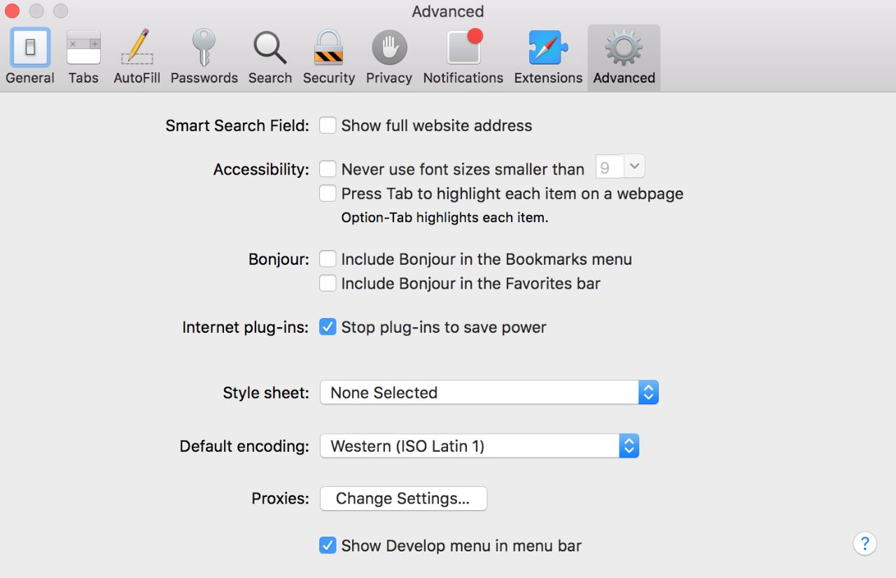 Preference screen
