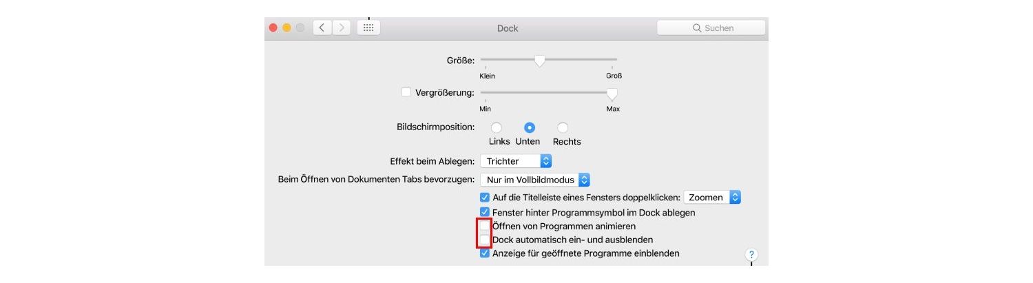 Screenshot des Dock-Popupfensters auf einem Mac, das Ihnen bei der Verwaltung Ihrer Anwendungen hilft