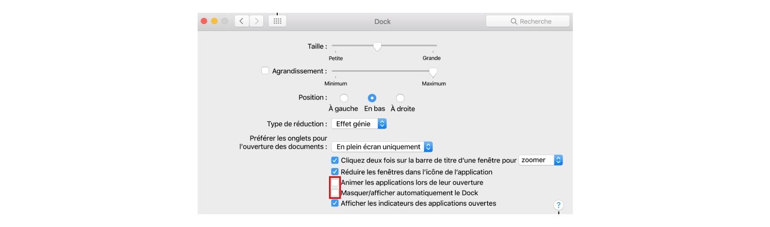 Capture d’écran de la fenêtre contextuelle du Dock sur Mac qui permet de gérer les applications