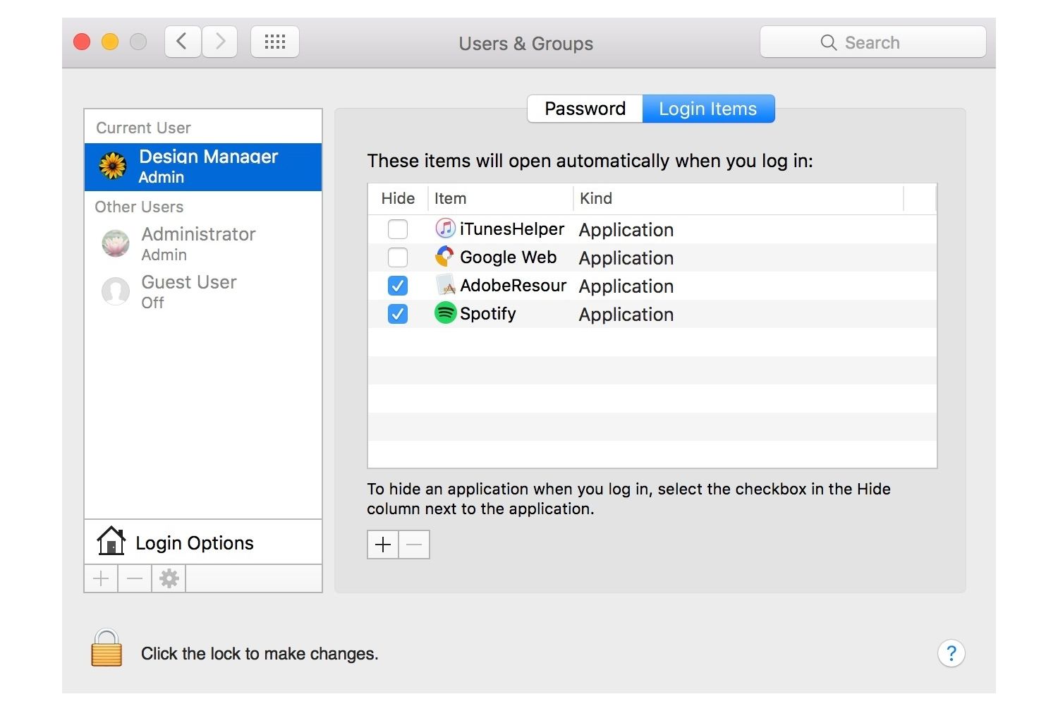 Mac computer login.